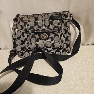 Coach Monogram Canvas Crossbody in Black and Gray
